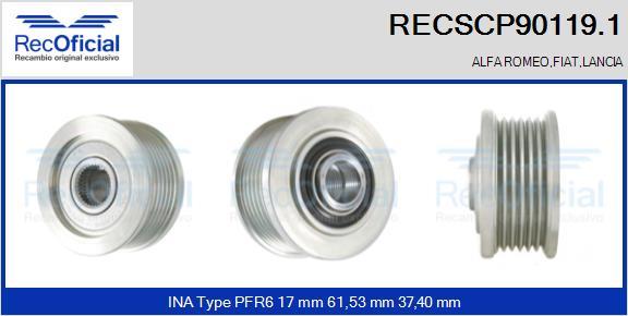 RECOFICIAL RECSCP90119.1 - Ремъчна шайба, генератор vvparts.bg