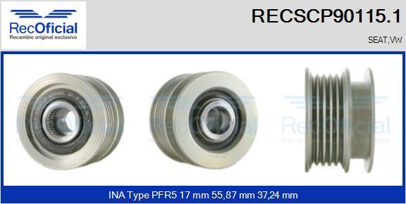 RECOFICIAL RECSCP90115.1 - Ремъчна шайба, генератор vvparts.bg