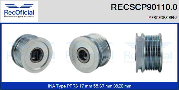 RECOFICIAL RECSCP90110.0 - Ремъчна шайба, генератор vvparts.bg