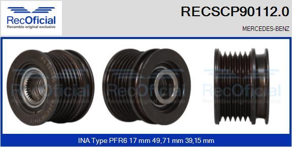 RECOFICIAL RECSCP90112.0 - Ремъчна шайба, генератор vvparts.bg