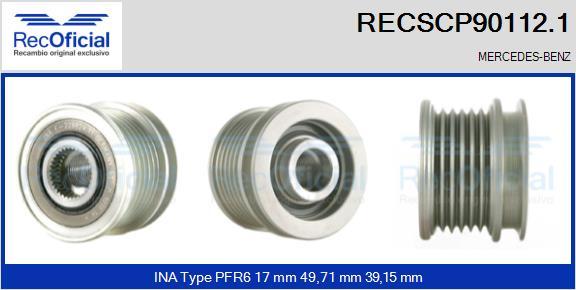 RECOFICIAL RECSCP90112.1 - Ремъчна шайба, генератор vvparts.bg