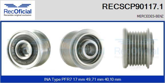 RECOFICIAL RECSCP90117.1 - Ремъчна шайба, генератор vvparts.bg