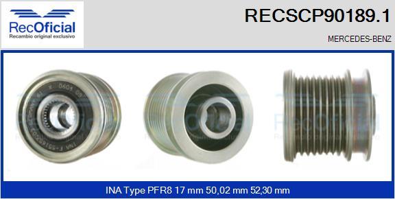 RECOFICIAL RECSCP90189.1 - Ремъчна шайба, генератор vvparts.bg