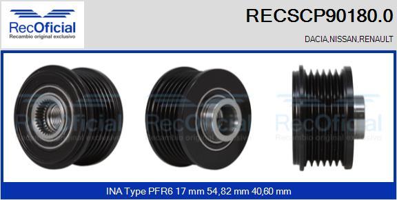 RECOFICIAL RECSCP90180.0 - Ремъчна шайба, генератор vvparts.bg