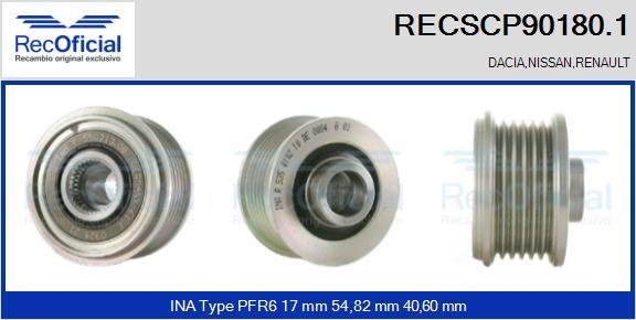 RECOFICIAL RECSCP90180.1 - Ремъчна шайба, генератор vvparts.bg