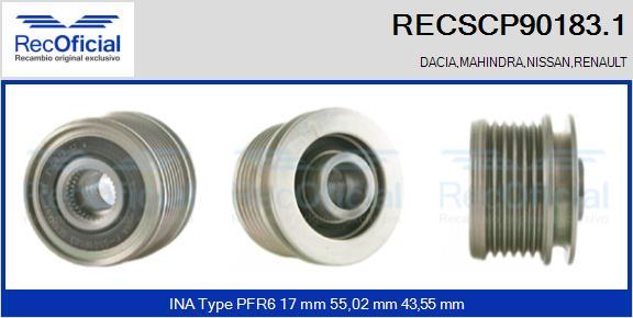 RECOFICIAL RECSCP90183.1 - Ремъчна шайба, генератор vvparts.bg