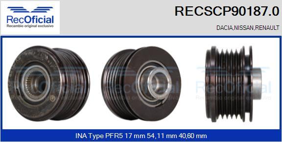 RECOFICIAL RECSCP90187.0 - Ремъчна шайба, генератор vvparts.bg