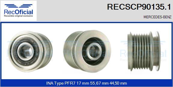 RECOFICIAL RECSCP90135.1 - Ремъчна шайба, генератор vvparts.bg