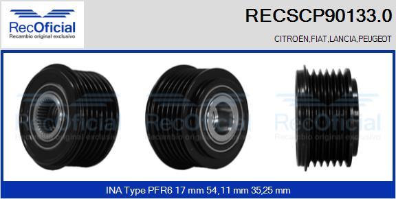 RECOFICIAL RECSCP90133.0 - Ремъчна шайба, генератор vvparts.bg