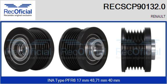 RECOFICIAL RECSCP90132.0 - Ремъчна шайба, генератор vvparts.bg