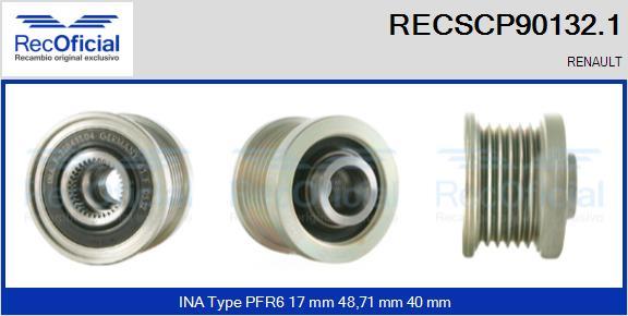 RECOFICIAL RECSCP90132.1 - Ремъчна шайба, генератор vvparts.bg