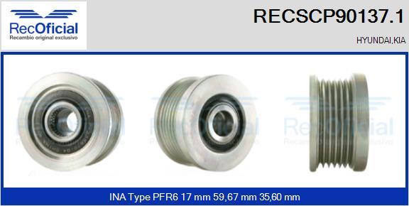 RECOFICIAL RECSCP90137.1 - Ремъчна шайба, генератор vvparts.bg