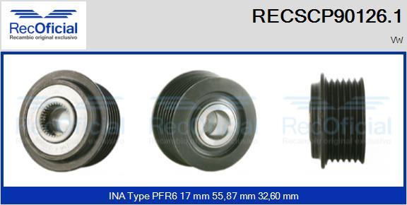 RECOFICIAL RECSCP90126.1 - Ремъчна шайба, генератор vvparts.bg