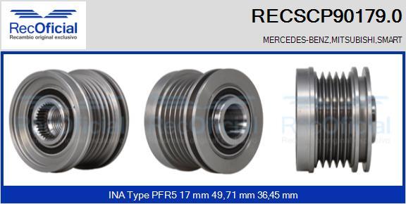 RECOFICIAL RECSCP90179.0 - Ремъчна шайба, генератор vvparts.bg