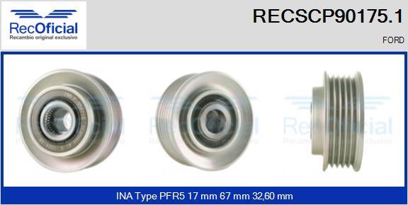 RECOFICIAL RECSCP90175.1 - Ремъчна шайба, генератор vvparts.bg