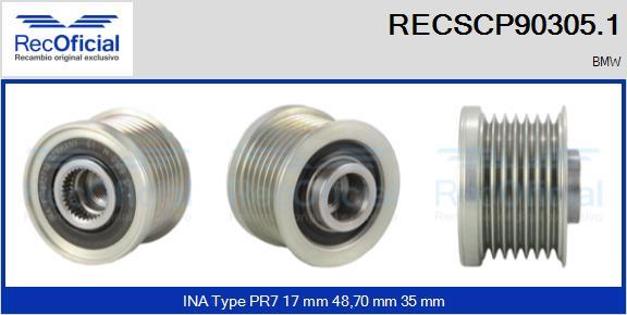 RECOFICIAL RECSCP90305.1 - Ремъчна шайба, генератор vvparts.bg