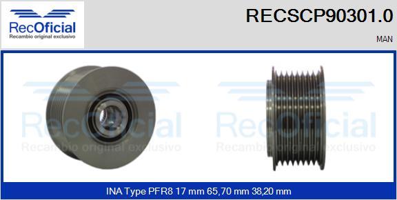 RECOFICIAL RECSCP90301.0 - Ремъчна шайба, генератор vvparts.bg