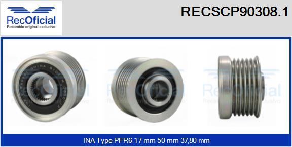 RECOFICIAL RECSCP90308.1 - Ремъчна шайба, генератор vvparts.bg