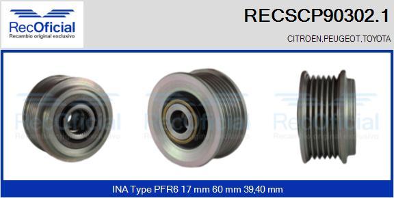 RECOFICIAL RECSCP90302.1 - Ремъчна шайба, генератор vvparts.bg