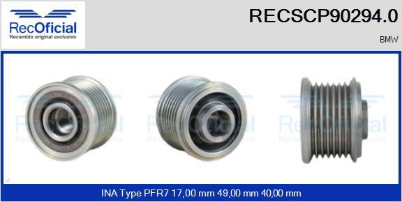 RECOFICIAL RECSCP90294.0 - Ремъчна шайба, генератор vvparts.bg