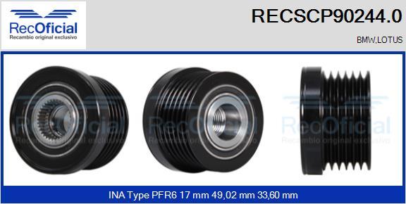 RECOFICIAL RECSCP90244.0 - Ремъчна шайба, генератор vvparts.bg