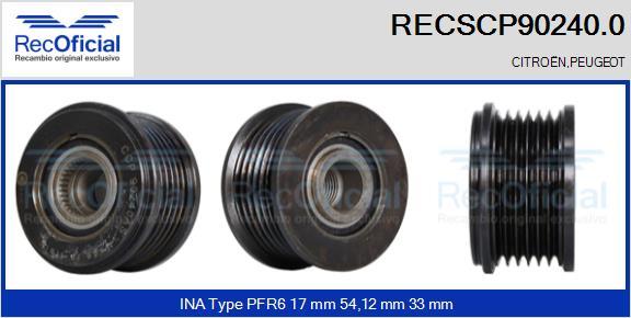 RECOFICIAL RECSCP90240.0 - Ремъчна шайба, генератор vvparts.bg