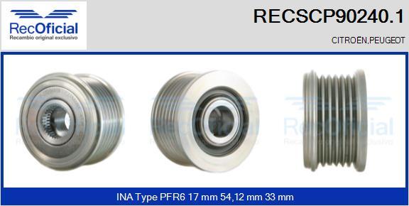 RECOFICIAL RECSCP90240.1 - Ремъчна шайба, генератор vvparts.bg