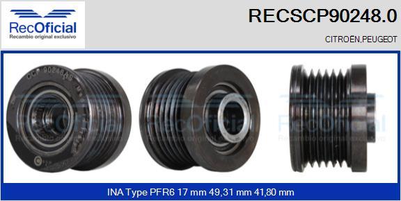 RECOFICIAL RECSCP90248.0 - Ремъчна шайба, генератор vvparts.bg