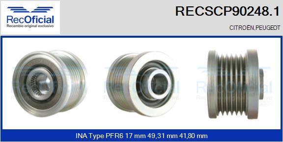 RECOFICIAL RECSCP90248.1 - Ремъчна шайба, генератор vvparts.bg