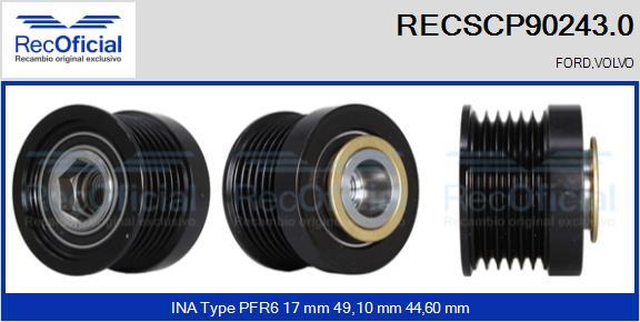 RECOFICIAL RECSCP90243.0 - Ремъчна шайба, генератор vvparts.bg