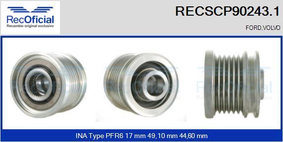 RECOFICIAL RECSCP90243.1 - Ремъчна шайба, генератор vvparts.bg