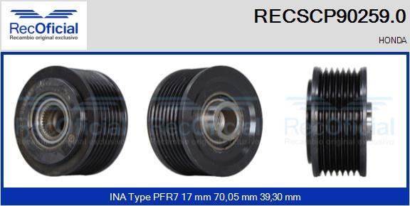 RECOFICIAL RECSCP90259.0 - Ремъчна шайба, генератор vvparts.bg