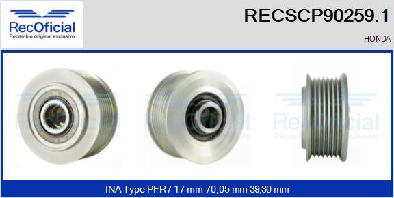 RECOFICIAL RECSCP90259.1 - Ремъчна шайба, генератор vvparts.bg