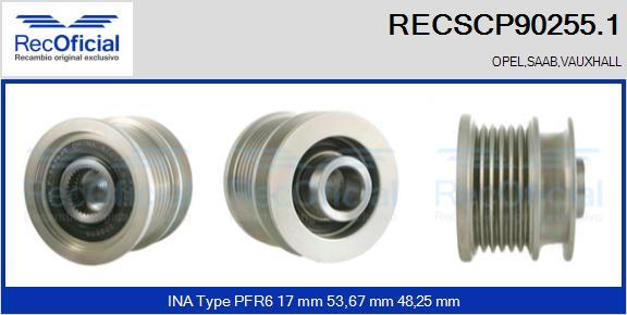 RECOFICIAL RECSCP90255.1 - Ремъчна шайба, генератор vvparts.bg