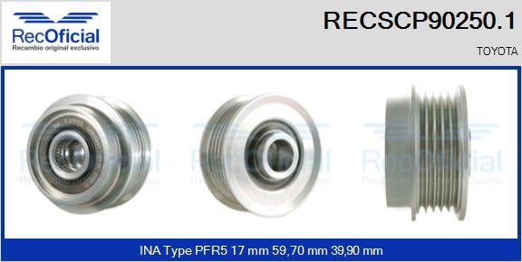 RECOFICIAL RECSCP90250.1 - Ремъчна шайба, генератор vvparts.bg