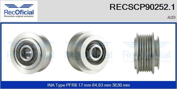 RECOFICIAL RECSCP90252.1 - Ремъчна шайба, генератор vvparts.bg