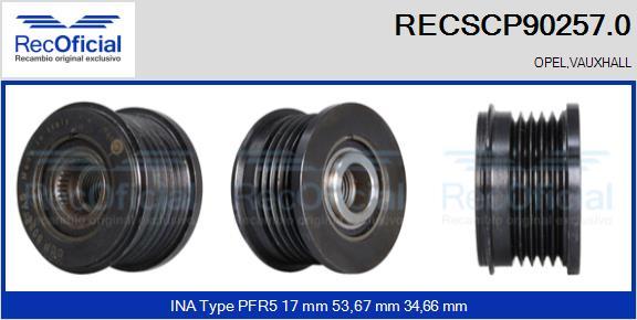 RECOFICIAL RECSCP90257.0 - Ремъчна шайба, генератор vvparts.bg