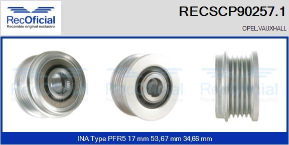 RECOFICIAL RECSCP90257.1 - Ремъчна шайба, генератор vvparts.bg