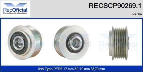 RECOFICIAL RECSCP90269.1 - Ремъчна шайба, генератор vvparts.bg