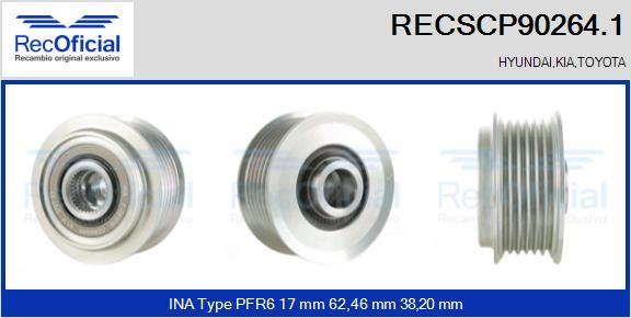 RECOFICIAL RECSCP90264.1 - Ремъчна шайба, генератор vvparts.bg