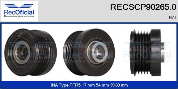 RECOFICIAL RECSCP90265.0 - Ремъчна шайба, генератор vvparts.bg