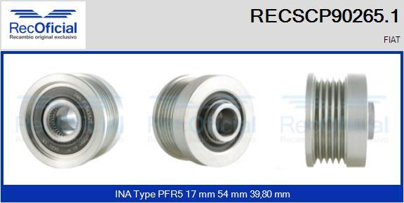 RECOFICIAL RECSCP90265.1 - Ремъчна шайба, генератор vvparts.bg