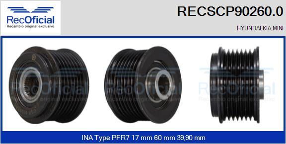 RECOFICIAL RECSCP90260.0 - Ремъчна шайба, генератор vvparts.bg