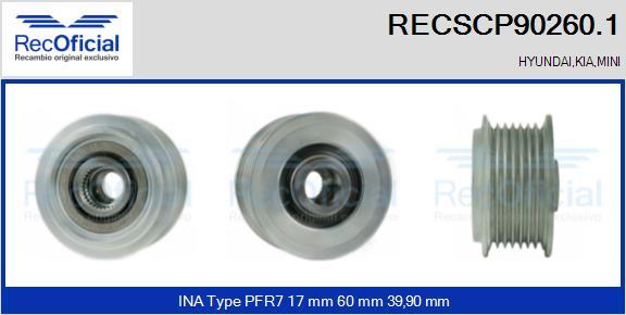 RECOFICIAL RECSCP90260.1 - Ремъчна шайба, генератор vvparts.bg