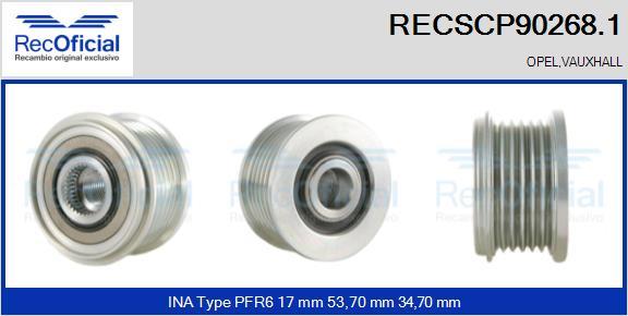 RECOFICIAL RECSCP90268.1 - Ремъчна шайба, генератор vvparts.bg