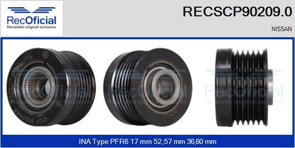 RECOFICIAL RECSCP90209.0 - Ремъчна шайба, генератор vvparts.bg