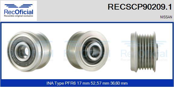 RECOFICIAL RECSCP90209.1 - Ремъчна шайба, генератор vvparts.bg