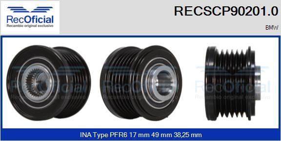 RECOFICIAL RECSCP90201.0 - Ремъчна шайба, генератор vvparts.bg