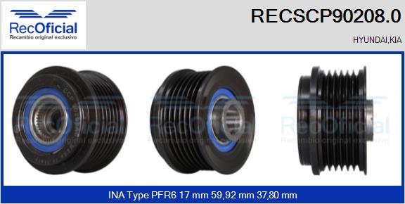 RECOFICIAL RECSCP90208.0 - Ремъчна шайба, генератор vvparts.bg