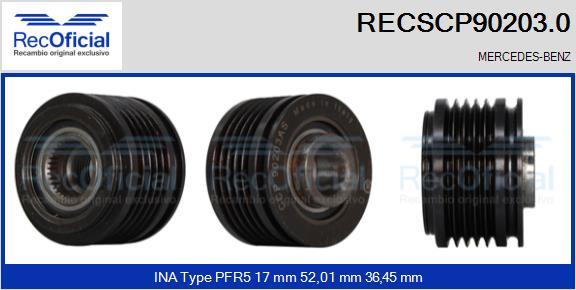 RECOFICIAL RECSCP90203.0 - Ремъчна шайба, генератор vvparts.bg